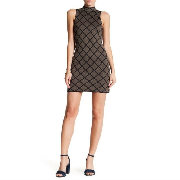 Romeo & Juliet Couture Sleeveless Mini Sweater Dress Olive & Navy Women's Small - Picture 1 of 7